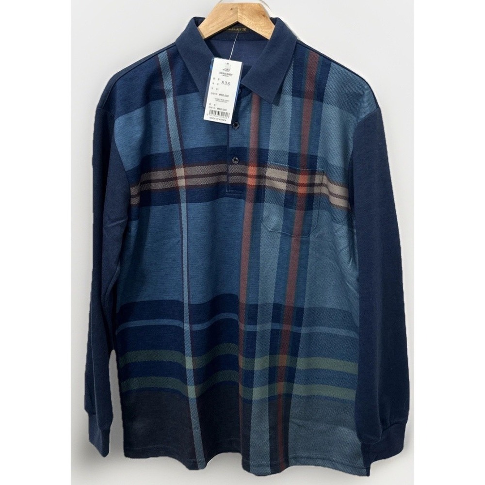 NWT Mens Thomas Hardy Long Sleeve Polo Shirt Collar‎  Made Korea Sz XL